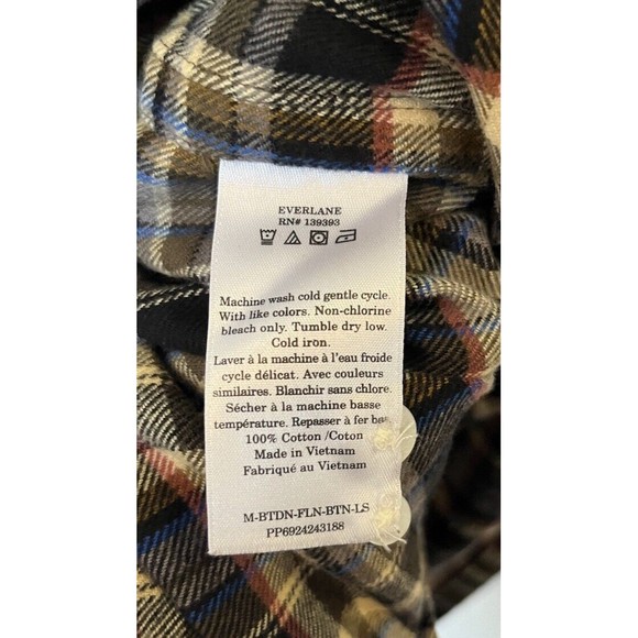 NWT Everlane Mens Brown Plaid Button Up Shirt Size Medium - Picture 10 of 12